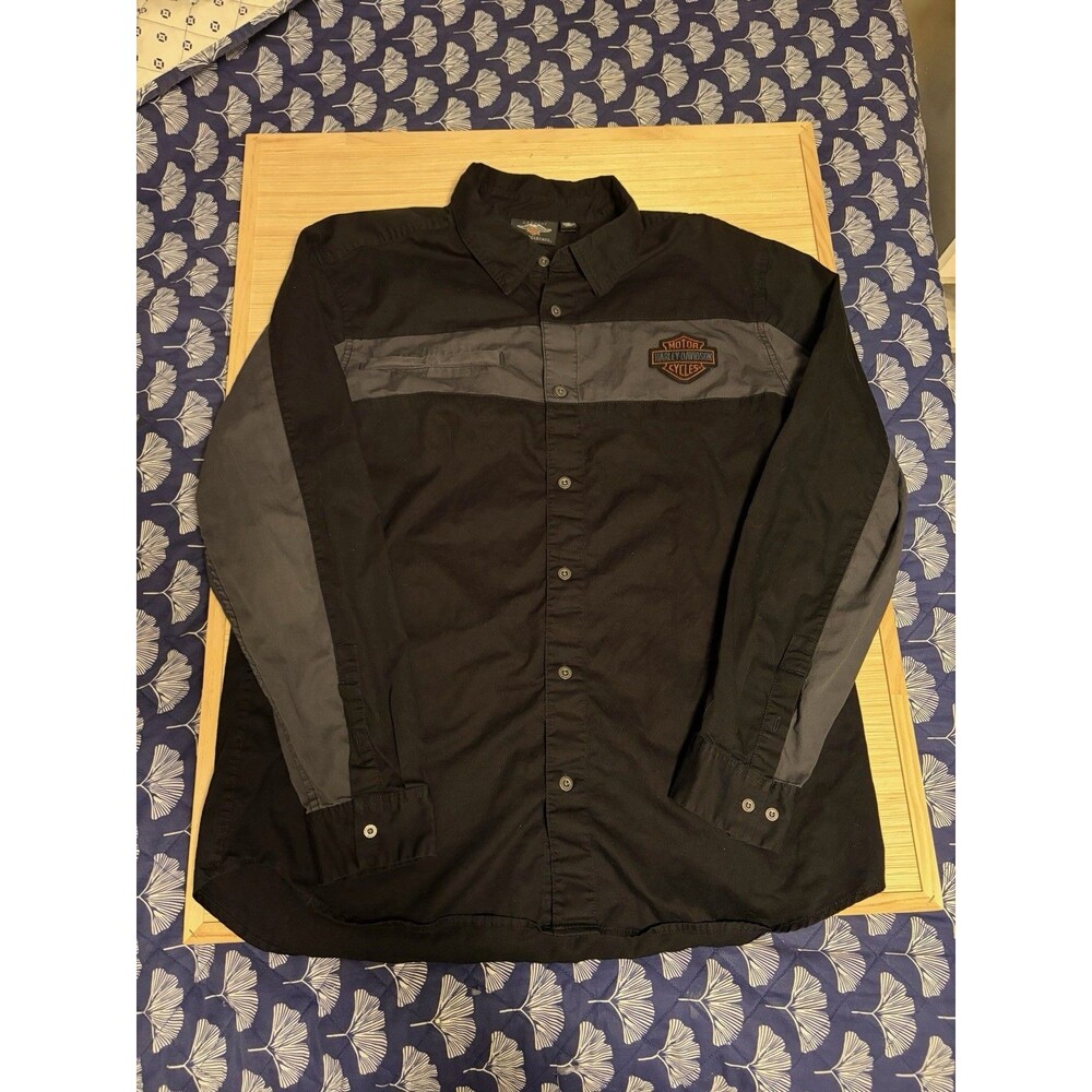 Harley-Davidson Genuine MotorClothes Men’s XL Black Gray Button Up Shirt - Picture 5 of 10